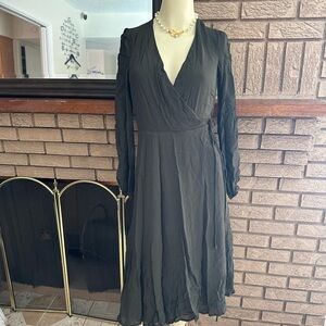 Reformation Green Long Sleeve Wrap Sundress